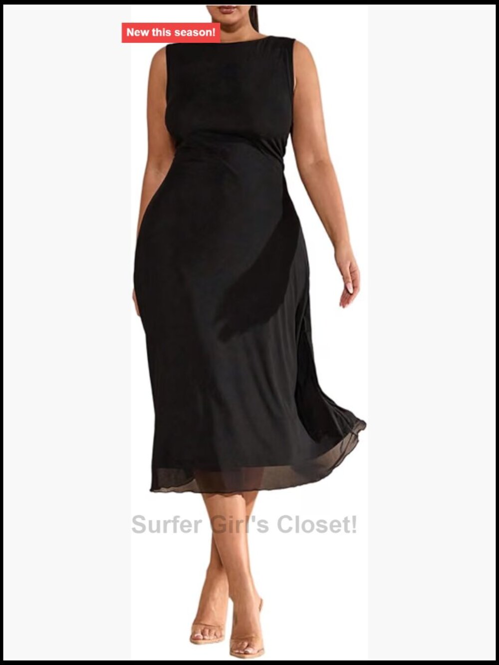 Plus Size Sleeveless A-Line Midi Tank Dress Flowy Casual Night Out